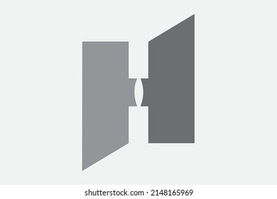 LOGO LETTERS H. COLOR GRAY. VECTOR TEMPLATE