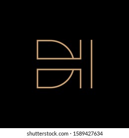 logo letters h and d, with an elegant, simple and unique gold texturing line art. Brand black background for company and design needs. modern template.