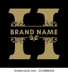 LOGO LETTERS H STYALISH GOLDEN FLOWER
