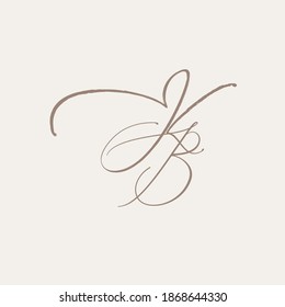 Logo Buchstaben kb, bk, elegant und einzigartig, die Linien sind mit einer Bürste gemacht