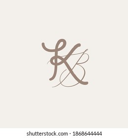 logo letters kb, bk, elegant and unique, the lines are made with a brush