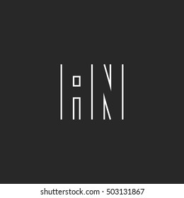 Logo AN letters minimalism style emblem, combination A N initials typography design element, hipster branding identity