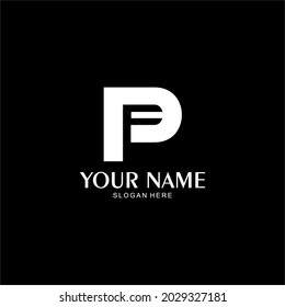 logo of letters P and F. abstract combination of letters PF negative space concept