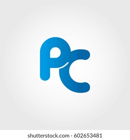 logo letters pc blue
