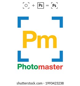 logo letters pm p m photographer camera