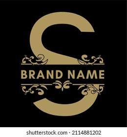 LOGO LETTERS S STYALISH GOLDEN FLOWER