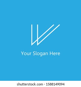 logo letters v and w. the combined design of 2 letters so one logo is simple, elegant, and unique with abstract art line design. white texture. blue background. brand for company and design needs. 
