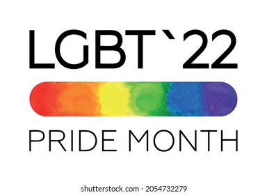 logo lgbt 2022 pride month with hand drawn rainbow. vector symbol of pride month support. isolated by layers on white for any design.