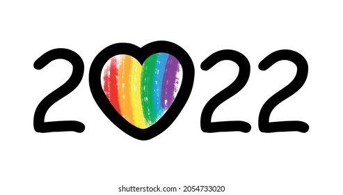 logo lgbt 2022 pride month with rainbow heart. vector symbol of pride month support. isolated by layers on white for any design.
