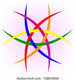 logo of the LGBT community, initialisms that stand for lesbian, gay, bisexual, and transgender, vector circular pattern of six colors of the LGBT flag, for the design of the gay parade