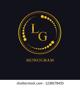 The logo of the L,G-monogram of a premium-line linear shield. Elegant stamped stamp logo vector icon. Magnificent alphabet frame symbol.