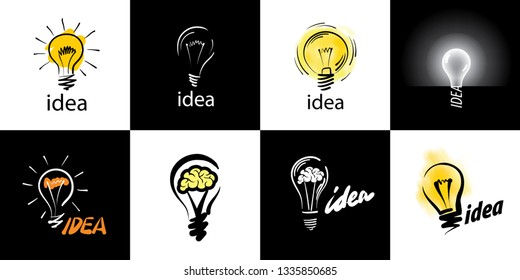 Logo of light bulb with concept ideas. Vector illustration