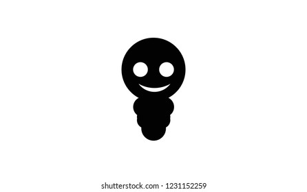 Logo light bulb with smile face with white background vector concept