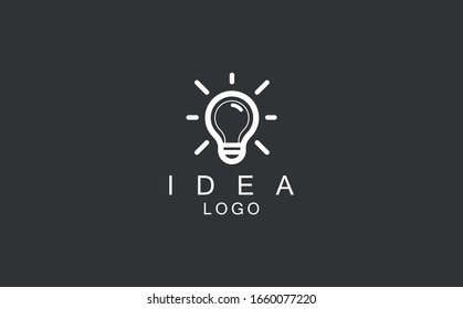 Logotipo de una bombilla iluminada con fondo oscuro. Símbolo de creatividad, idea creativa, mente, pensamiento.