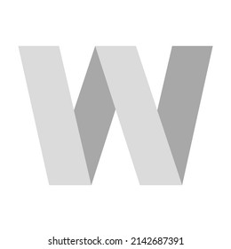 Letra gris clara del logotipo W de las franjas de cinta dobladas patrón W blanco de la cinta