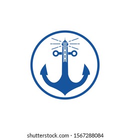 logo light house and anchor design