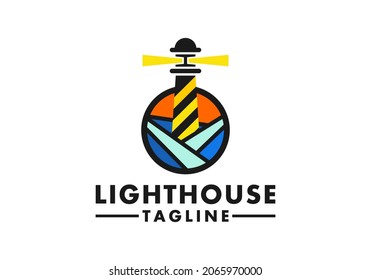Logo Light House With Circle For Entertainment And Media