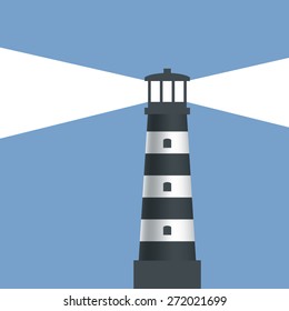 Logo lighthouse with light. Vector image.