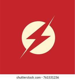 Logo lightning abstract sign with minimalism vector illustration flat design modern concept