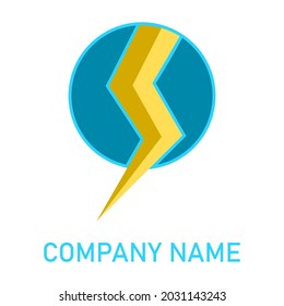 logotipo con diseño de círculo azul y relámpago