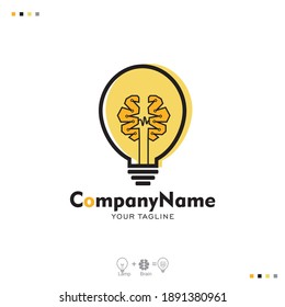 logo with lights and brain elements that depict an idea