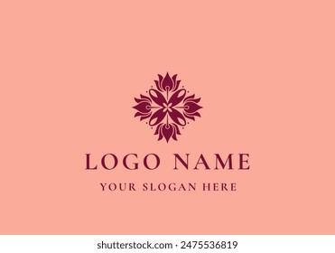 logo lily flower mandala pattern. Archivo editable
