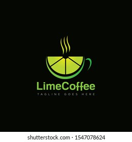 logo lime coffee with citrus and mug vector 
