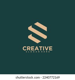 logo line art cat abstrak