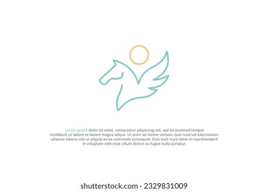 logo line art horse unicorn beautiful simple abstract modern