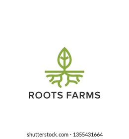 logo with line art which forms roots and leaves