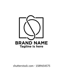 logo line custome font so with box vector design