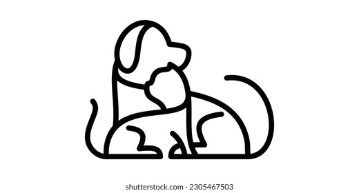 logo line dog and cat design icon vector illustration