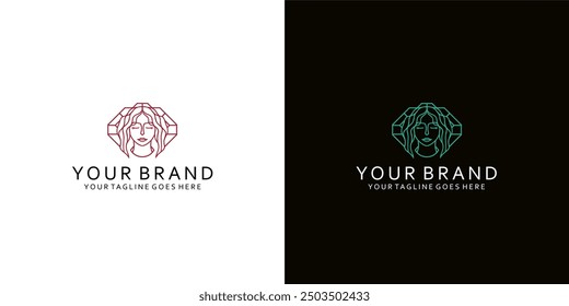 A logo with line elements forming the visual of a woman's face gives a simple and elegant impression