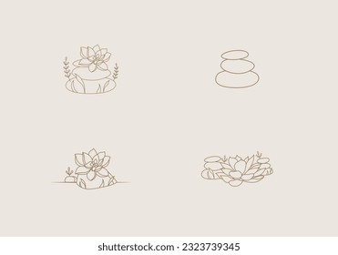 Logo Line Floral Leaf and Botanical. Aesthetic and feminine, simple line and luxury modern. editable color.