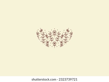 Logo Line Flower Leaf Garden and Botanical. Aesthetic and feminine, simple line and luxury modern. editable color.