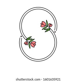 Logo : Line frame with botani flourish.