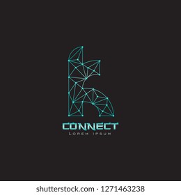 logo line network k letter lowercase with gradient blue and white can be use for slogan , company business name - vector