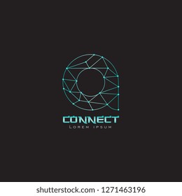 logo line network a letter lowercase with gradient blue and white can be use for slogan , company business name - vector