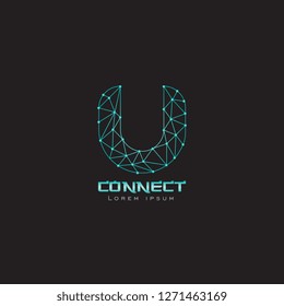 logo line network u letter lowercase with gradient blue and white can be use for slogan , company business name - vector