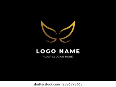 Logo Line S Butterfly Gold Shape, Modern Minimalist and Luxury Logo Design. Editable File