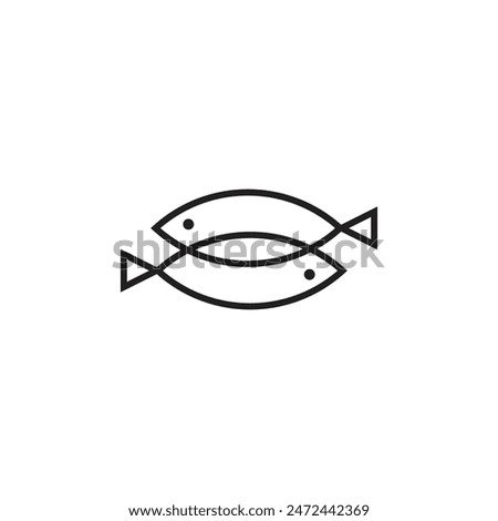 Logo line stroke double fish with blank background