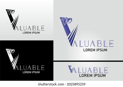 línea de logotipo e icono vectorial V en la forma de la letra V o tres variaciones de color. Hermoso diseño Logotipo para marca corporativa de lujo. diseño de identidad azul y elegante