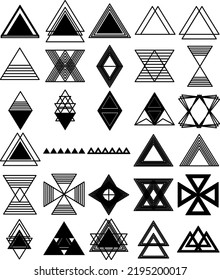 Logo Linear design elements Triangles Trendy hipster icon logo label monogram Vector illustration Isolated on white backgound