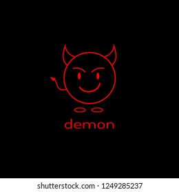 Logo as a linear devil icon. Vector graphics.