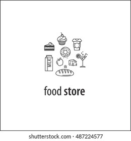 Logo linear icons  "food store"