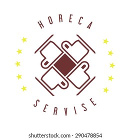 Logo lineart template, good for cafe, bar, pub or company that offers multiple different services in the same place, vector