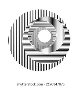 Logo with lines, circles, ovals .Modern art design .Black Vector stripes .Straight speed lines .Geometric shape. Wall art .