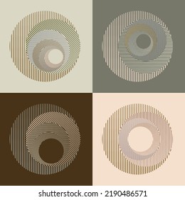 Logotipo con líneas, círculos, óvalos .Diseño de arte moderno .Bandas vectoriales negras.Líneas de velocidad recta .Forma geométrica. Arte mural.
