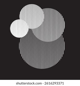 Logo with lines, circles, ovals .Modern art design .Black Vector stripes .Straight speed lines .Geometric shape. Wall art .