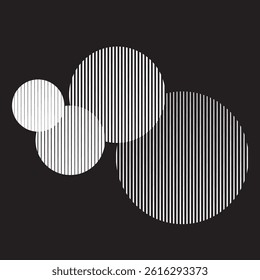 Logo with lines, circles, ovals .Modern art design .Black Vector stripes .Straight speed lines .Geometric shape. Wall art .